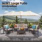 HOMLUX 15" Double-Sided Outdoor Market Umbrella with Sandbag Base and White LED Beads in White, , large