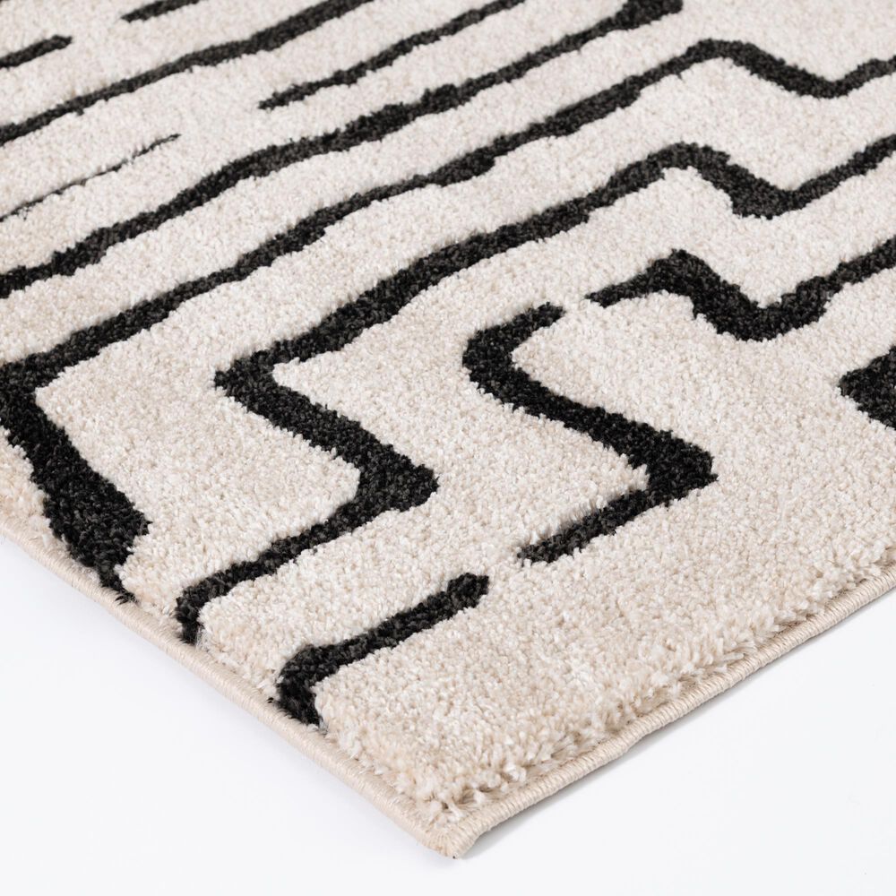 Central Oriental Oklahoma Charlin White Sand and Iron 5&#39; x 7&#39;3&quot; Area Rug, , large