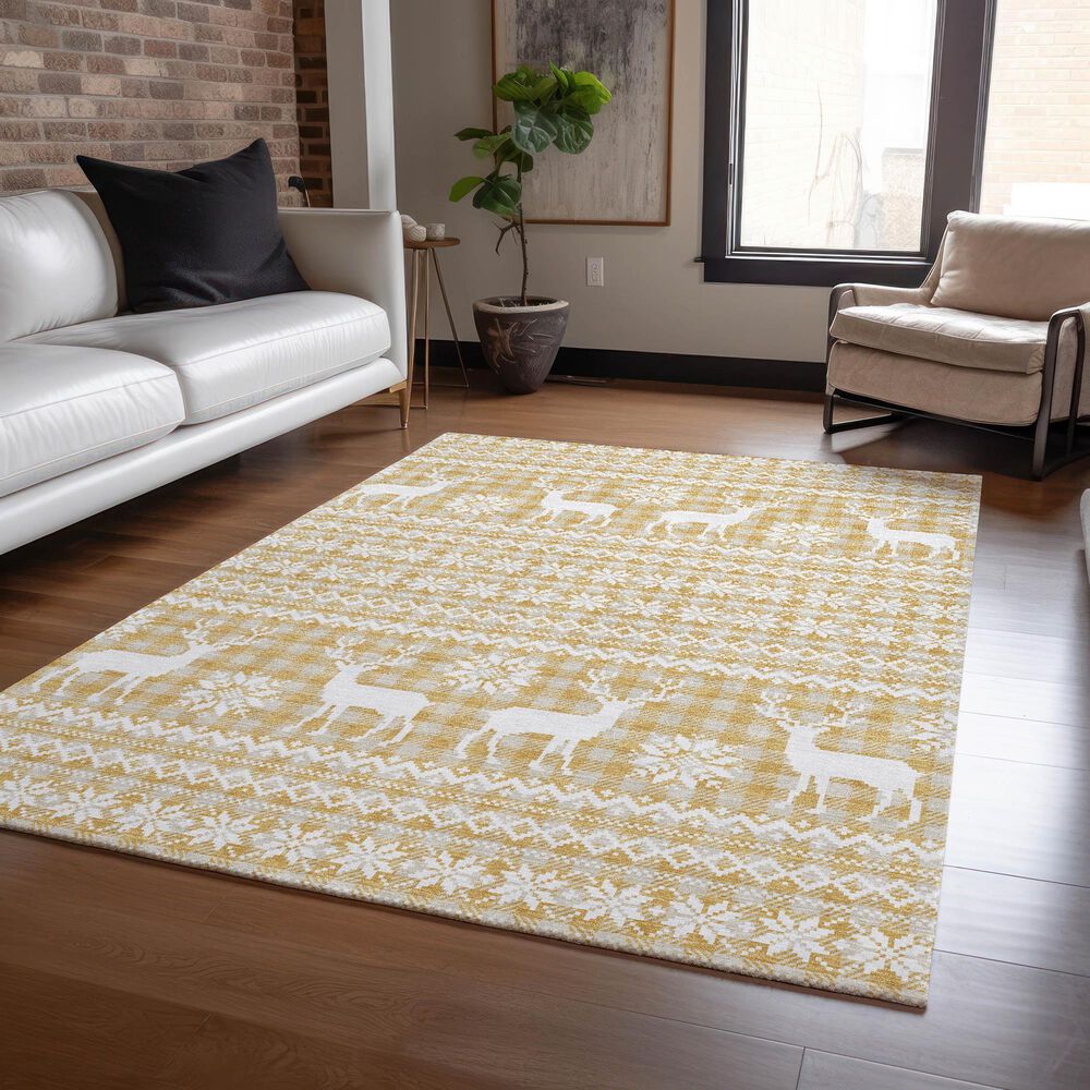 Dalyn Rug Company Wonderland WN28 3&#39; x 5&#39; Gold Indoor/Outdoor Area Rug, , large