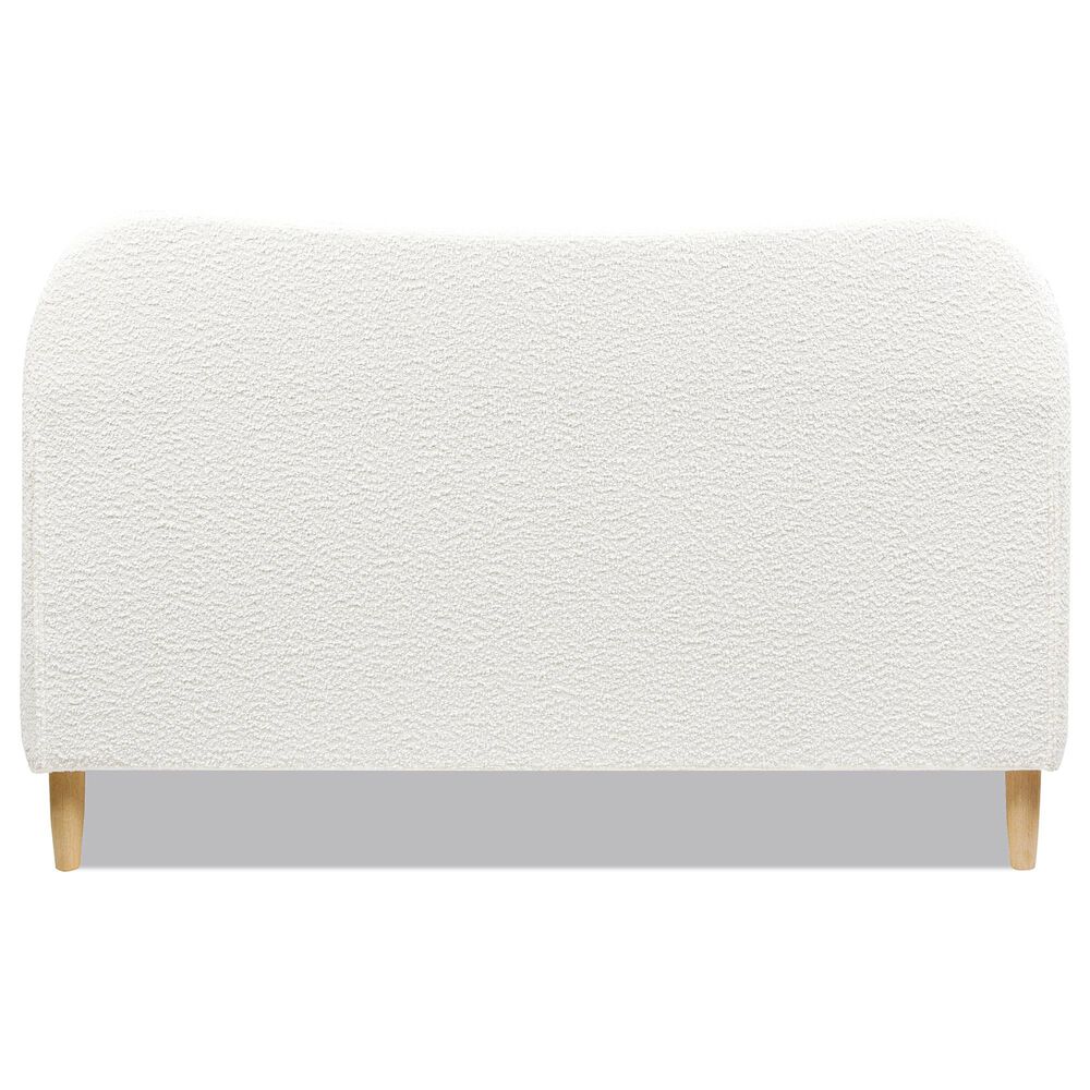 Jennifer Taylor Home Roman Queen Platform Bed with Ivory White Upholstered in Natural Whitewashed, , large