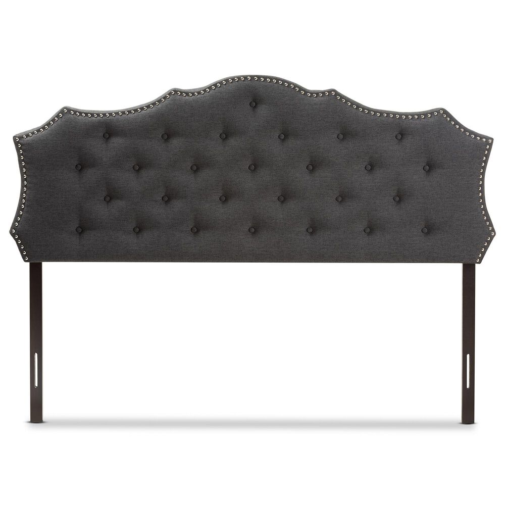 Baxton Studio Aurora King Upholstered Headboard in Dark Grey, , large