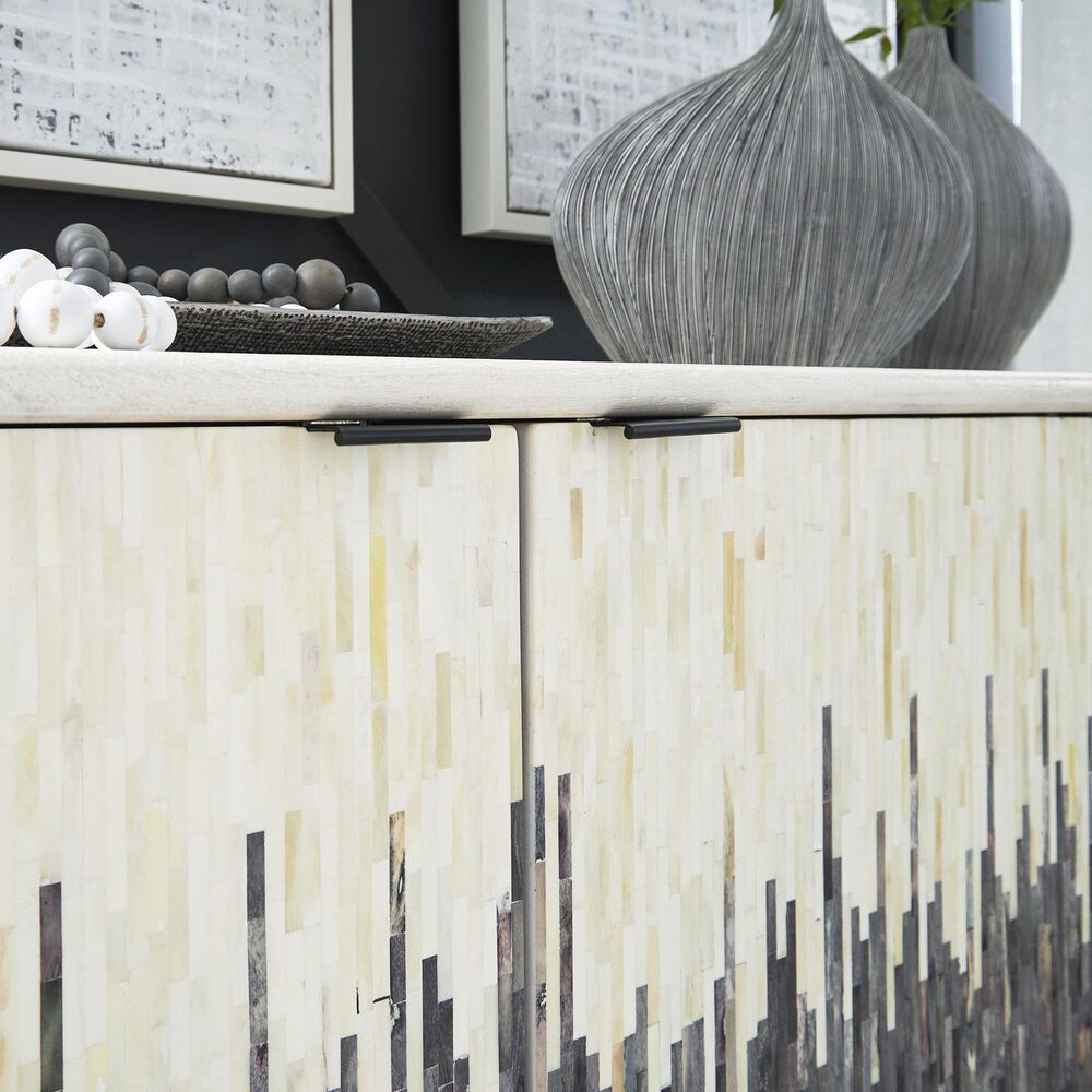 Ashley Freyton Accent Cabinet in Light Distressed White, Gray and Black, , large
