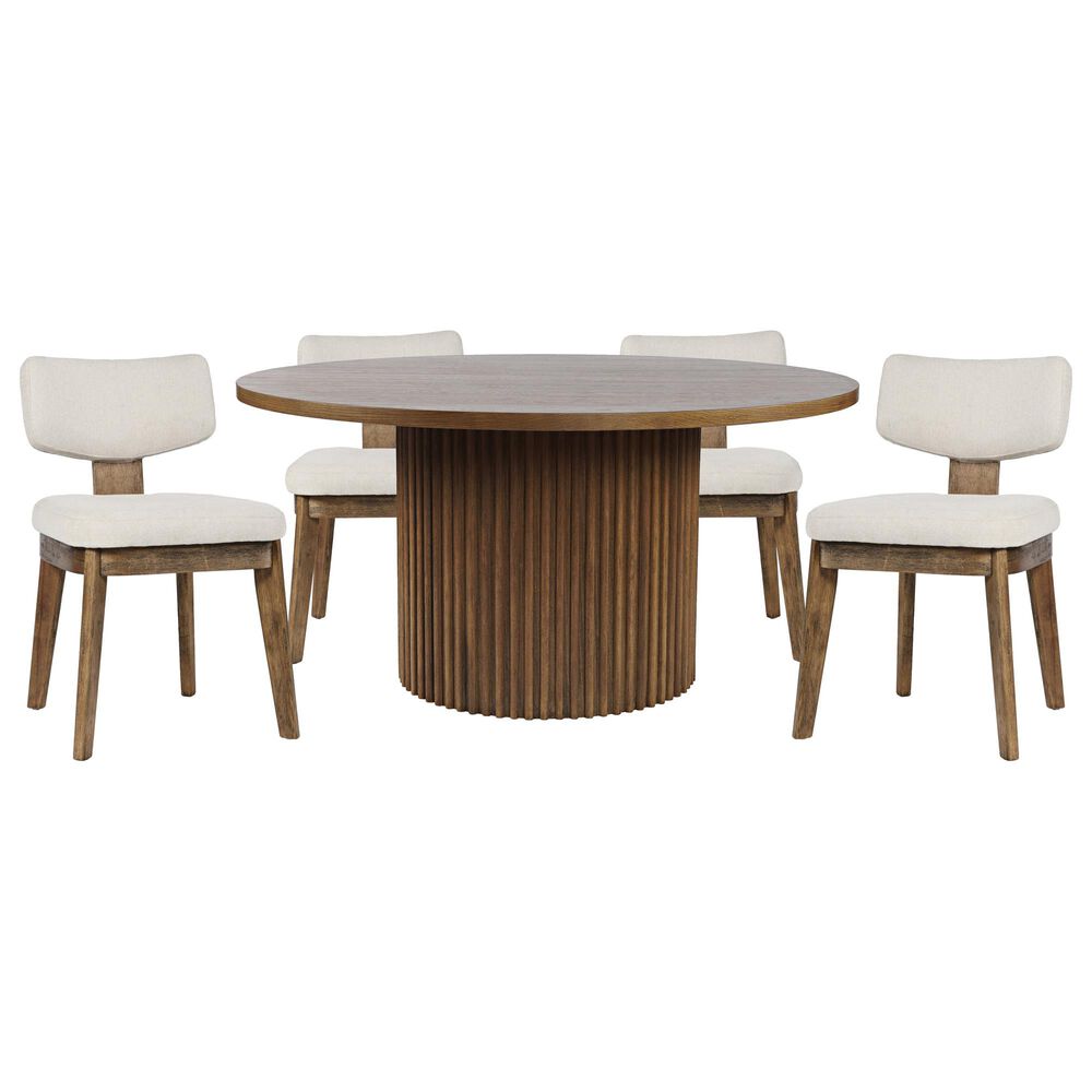 Jofran Auden and Tate 5-Piece Dining Table Set in Chestnut, , large