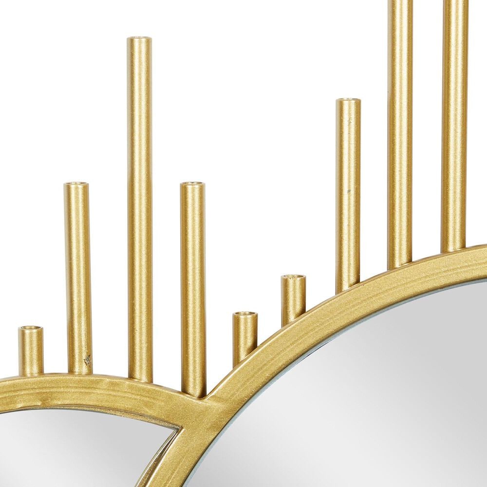 Maple and Jade Metal Geometric Wall Mirror in Gold, , large