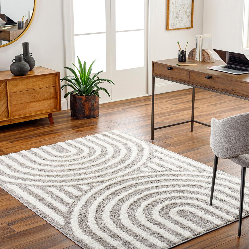 Surya Rodos Geometric 5&#39;3&quot; x 7&#39; Charcoal, White,Sage Area Rug, , large