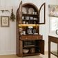 HOMLUX 75" Arched Kitchen Pantry Cabinet with LED Light in Walnut, , large