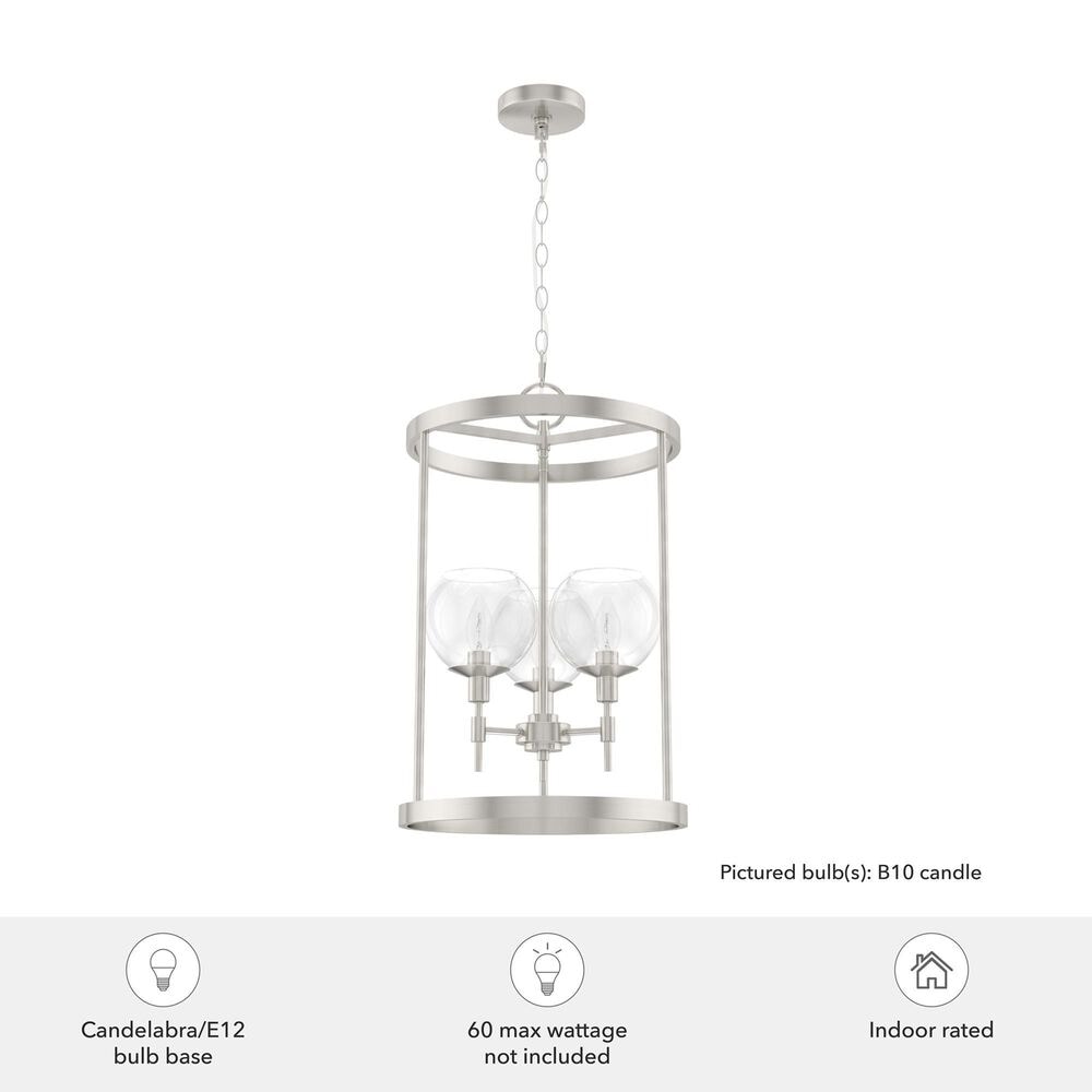Hunter Xidane 3-Light Foyer Lantern in Brushed Nickel, , large