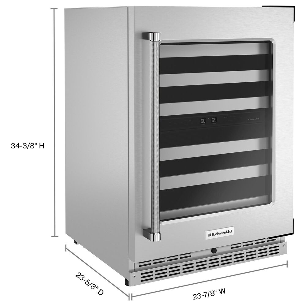 KitchenAid 24&quot; Undercounter Wine Cellar with Right Hinge, Metal-Front Racks in Stainless Steel, , large