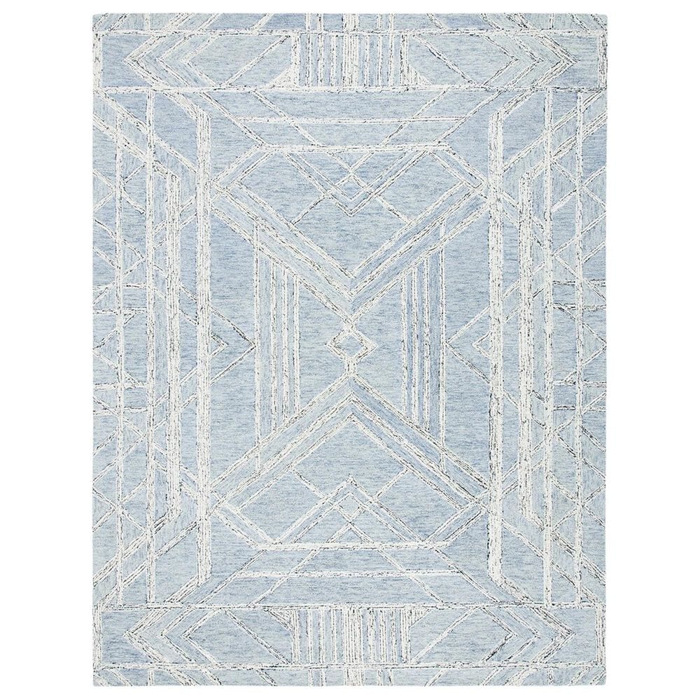 Safavieh Micro-Loop MLP173M 8" x 10" Light Blue and Ivory Area Rug, , large
