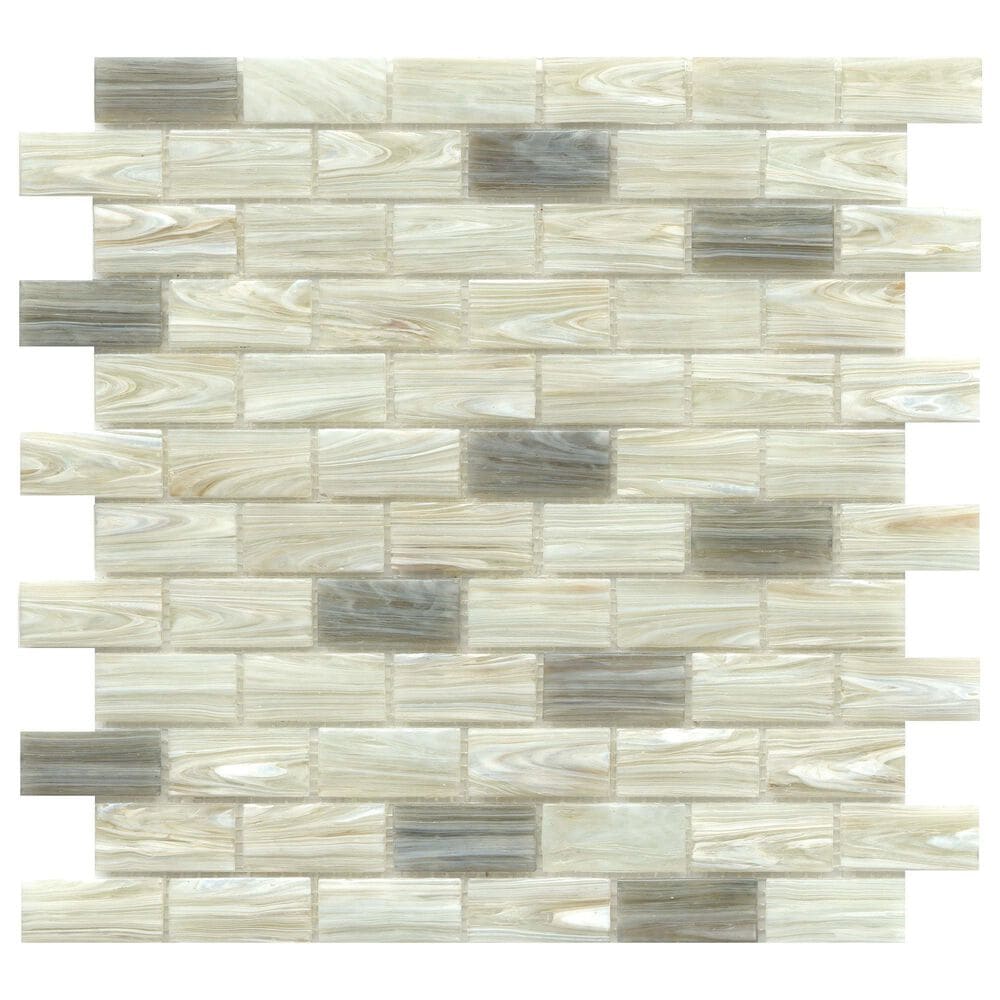 Emser Swirl Cream 1" x 2" Rectangle on 12" x 12" Glass Mosaic Sheet, , large