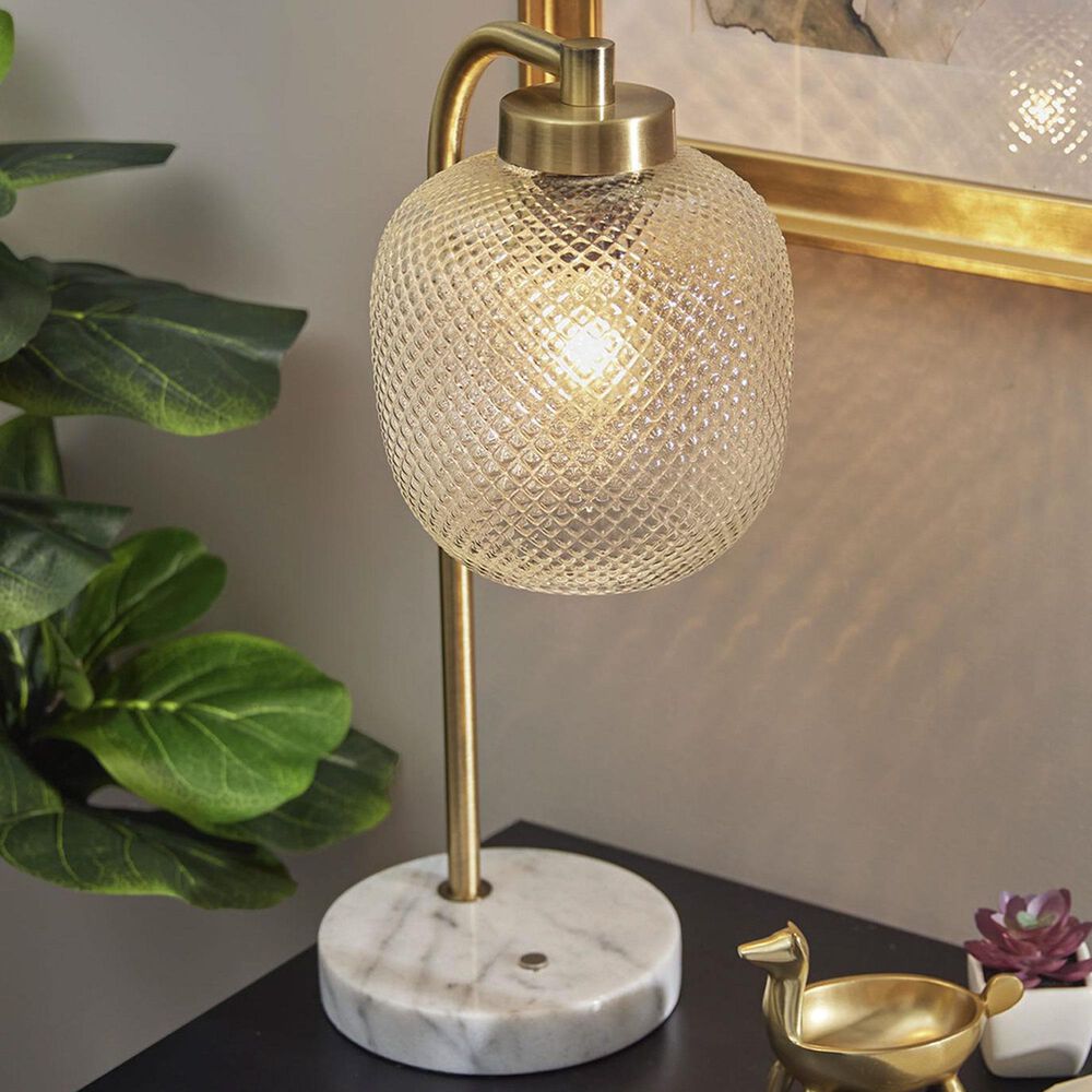 37B Natasha Table Lamp in Antique Brass and White, , large