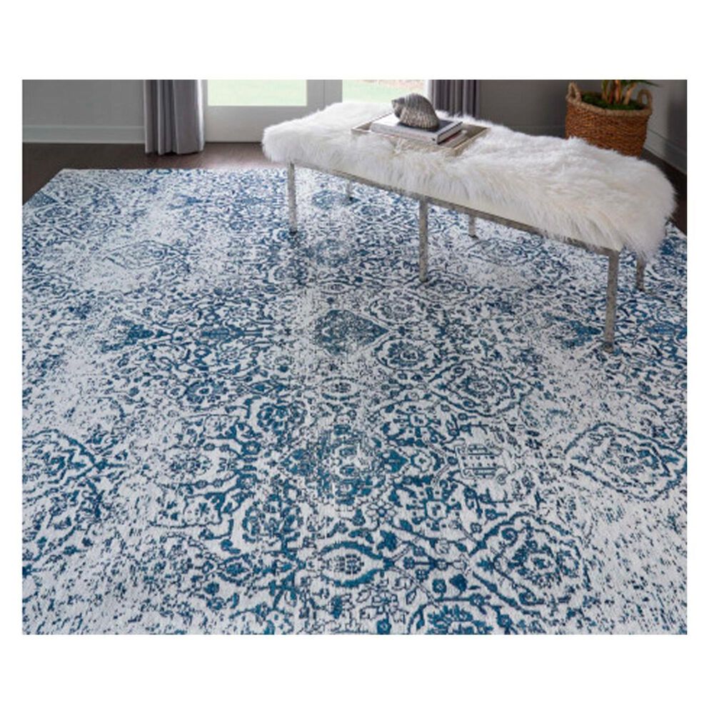 Nourison Damask DAS06 IVNAV 8&#39; x 10&#39; Ivory/Navy Area Rug, , large