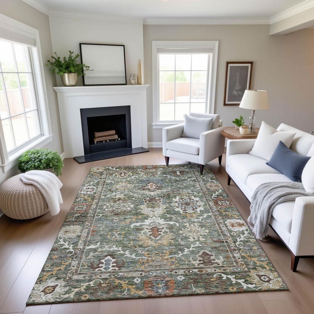 Dalyn Rug Company Silk Road Basil, Chocolate, Ivory, Gold, Copper, Blue and Mocha 8&#39; x 10&#39; Area Rug, , large