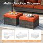 HOMLUX 3-Piece 77" Patio Sofa and Ottoman Set in Orange, , large