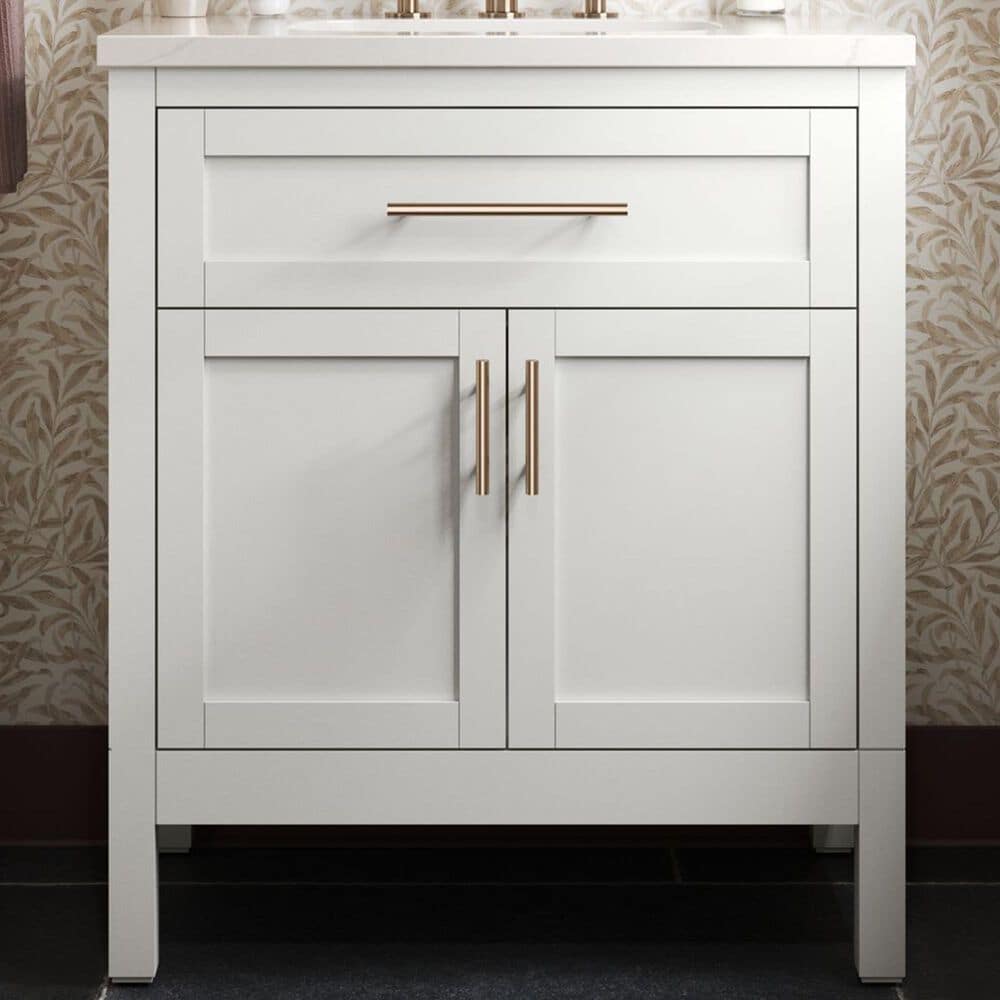 Kohler Hadron 30" Single Bathroom Vanity in White with 3 cm Bianco Bella Quartz Top and Oval Sink, , large