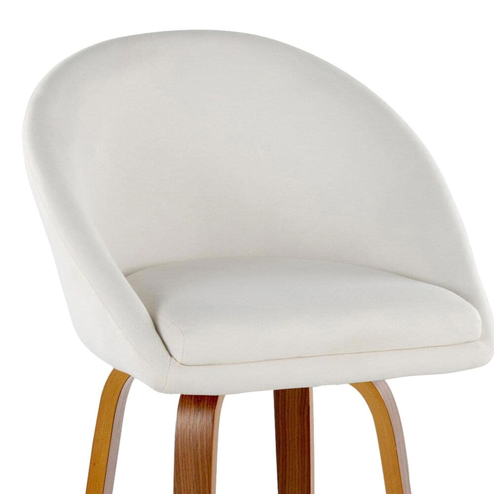 LumiSource Matisse 26" Swivel Counter Stool with Cream Fabric Upholstery in Walnut and Black (Set of 2), , large