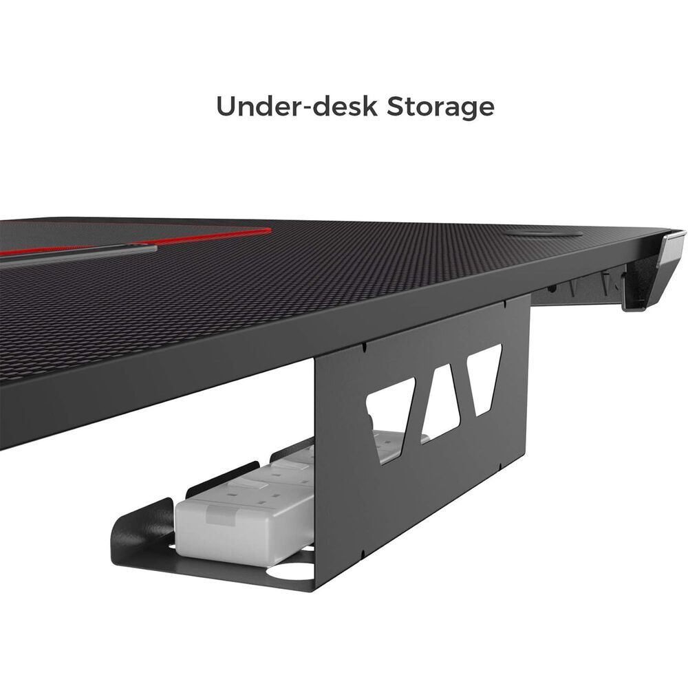 Eureka Ergonomics 44&quot; Curved Gaming Desk in Black and Red, , large