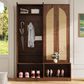 HOMLUX 6-Hook Hall Tree with 2-Rattan Doors in Walnut, , large