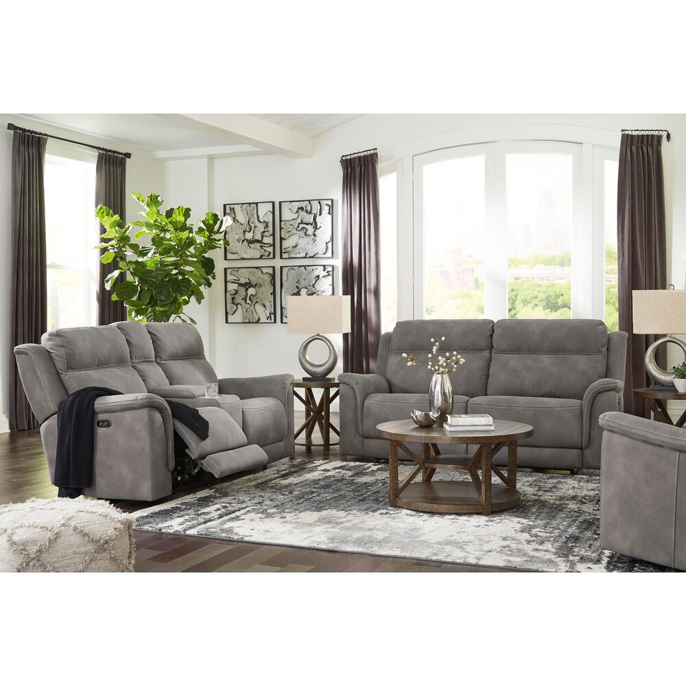Ashley Next-Gen DuraPella Power Console Loveseat with Power Headrest in Slate, , large