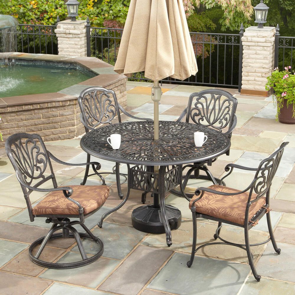 Homestyles Capri 5-Piece 48 in Dining Set with Two Swivel Chairs in Gray, , large