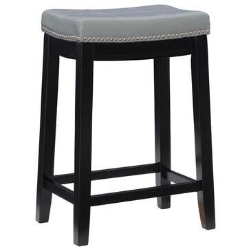 Linon Home Decor Claridge Counter Stool with Light Grey Cushion in Black, , large