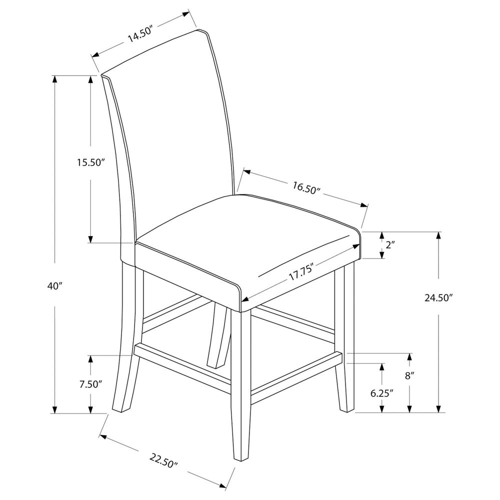 Monarch Specialties Dining Chair with Grey Cushion in Black &#40;Set of 2&#41;, , large
