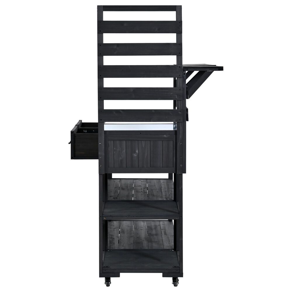 HOMLUX 62.3'' Outdoor Kitchen Island in Black, , large