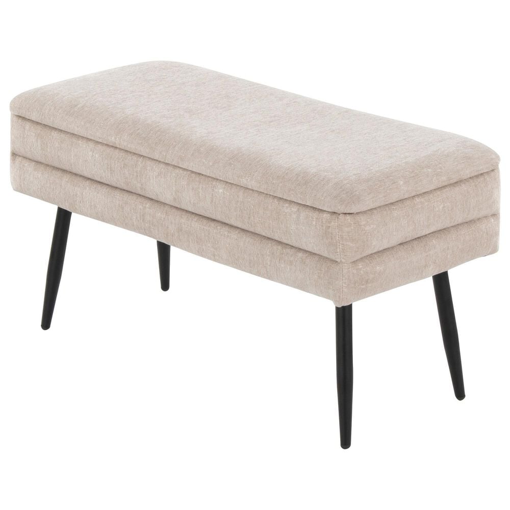 Lumisource Neapolitan Storage Bench with Light Brown Cushion in Black, , large