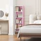 HOMLUX 5-Tier Reversible Bookshelf with Decorative Open Shelves in White and Pink, , large