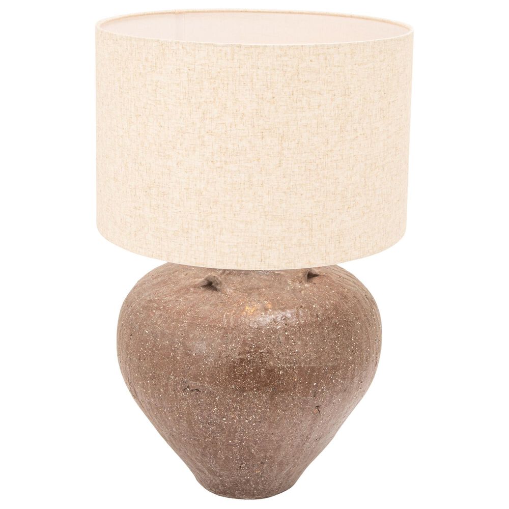 Creative Coop Textured Stoneware Table Lamp in Brown, , large