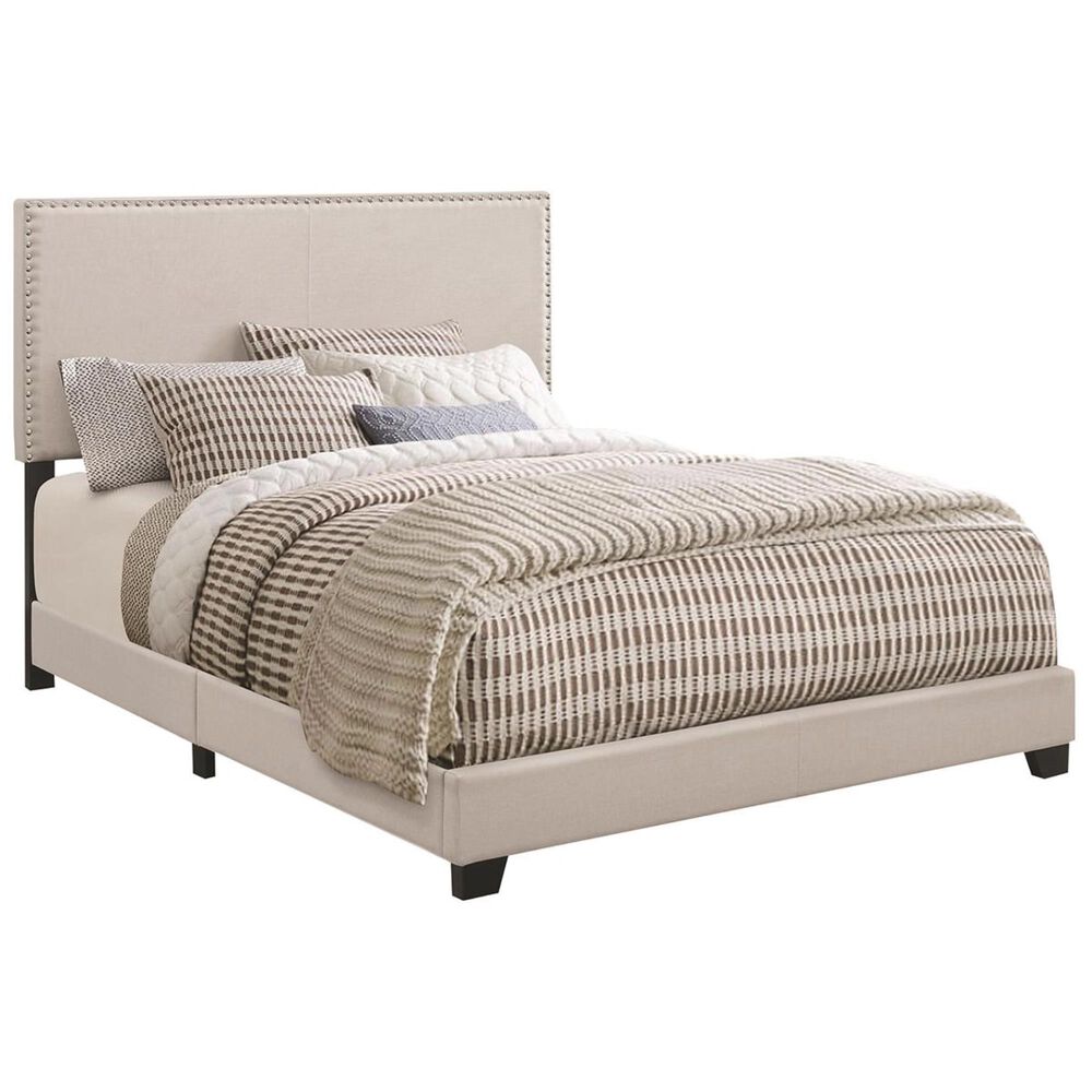 Pacific Landing Boyd California King Upholstered Panel Bed in Ivory