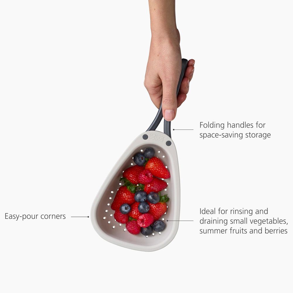 Joseph Joseph Droplet Mini White Colander with Folding Handle in White, , large