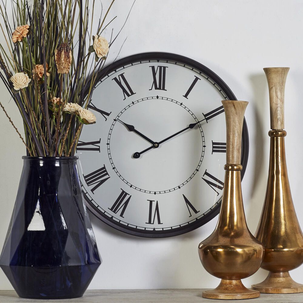 Maple and Jade 20&quot; Wall Clock in Black and White, , large