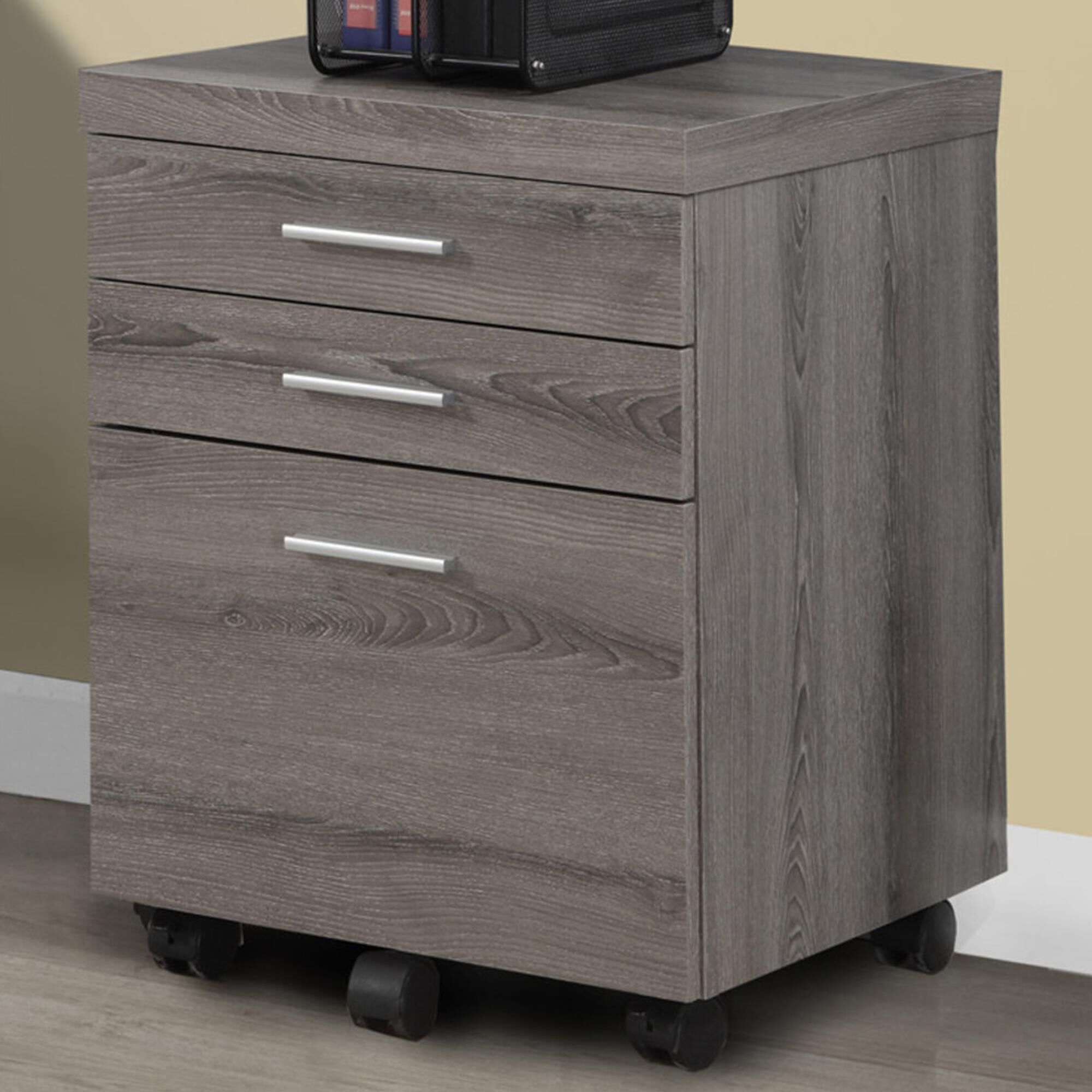Dark Taupe Monarch Specialties 3 Drawer File Cabinet Filing Cabinet 