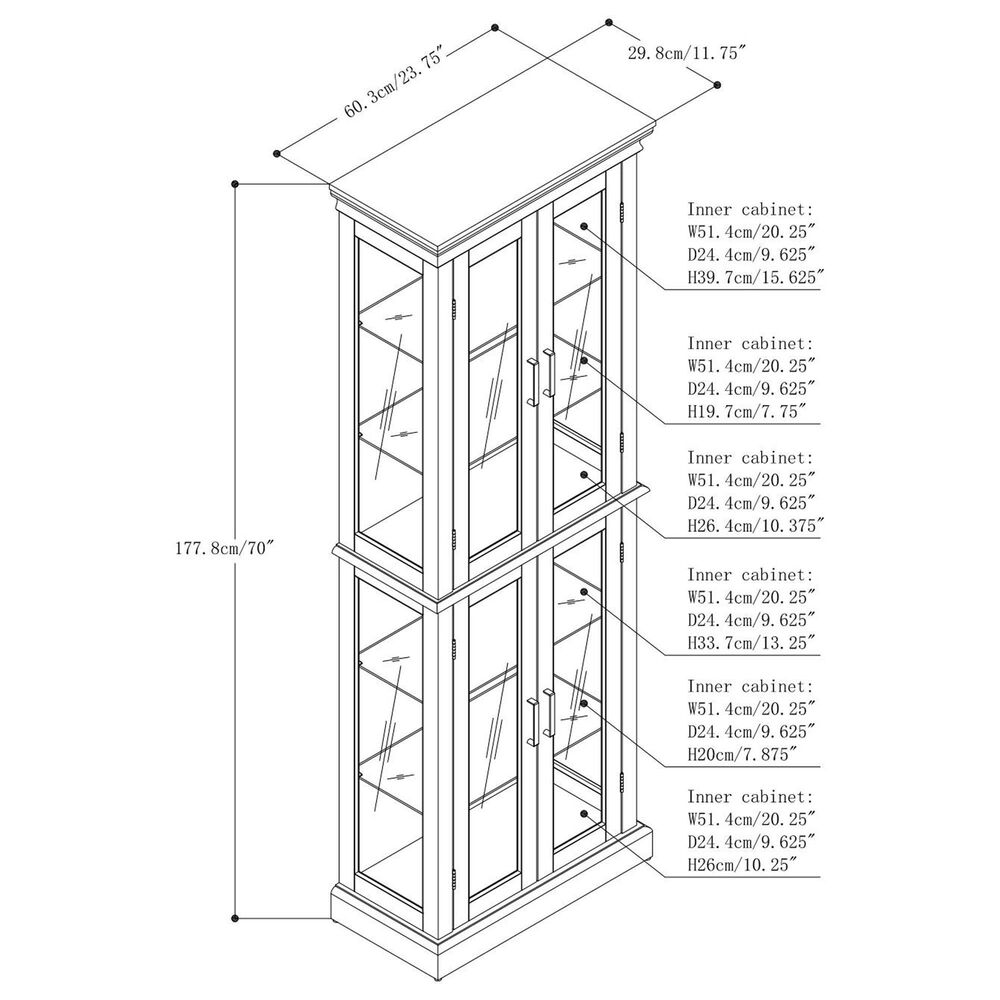GigaCloud Curio Cabinet with Light in Cherry, , large