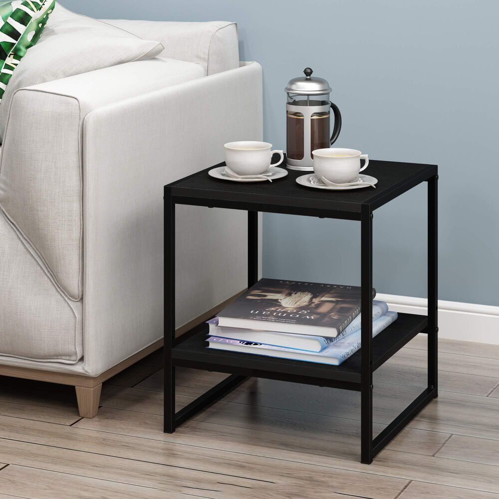 HOMLUX 2-Tier End Table in Americano and Black, , large