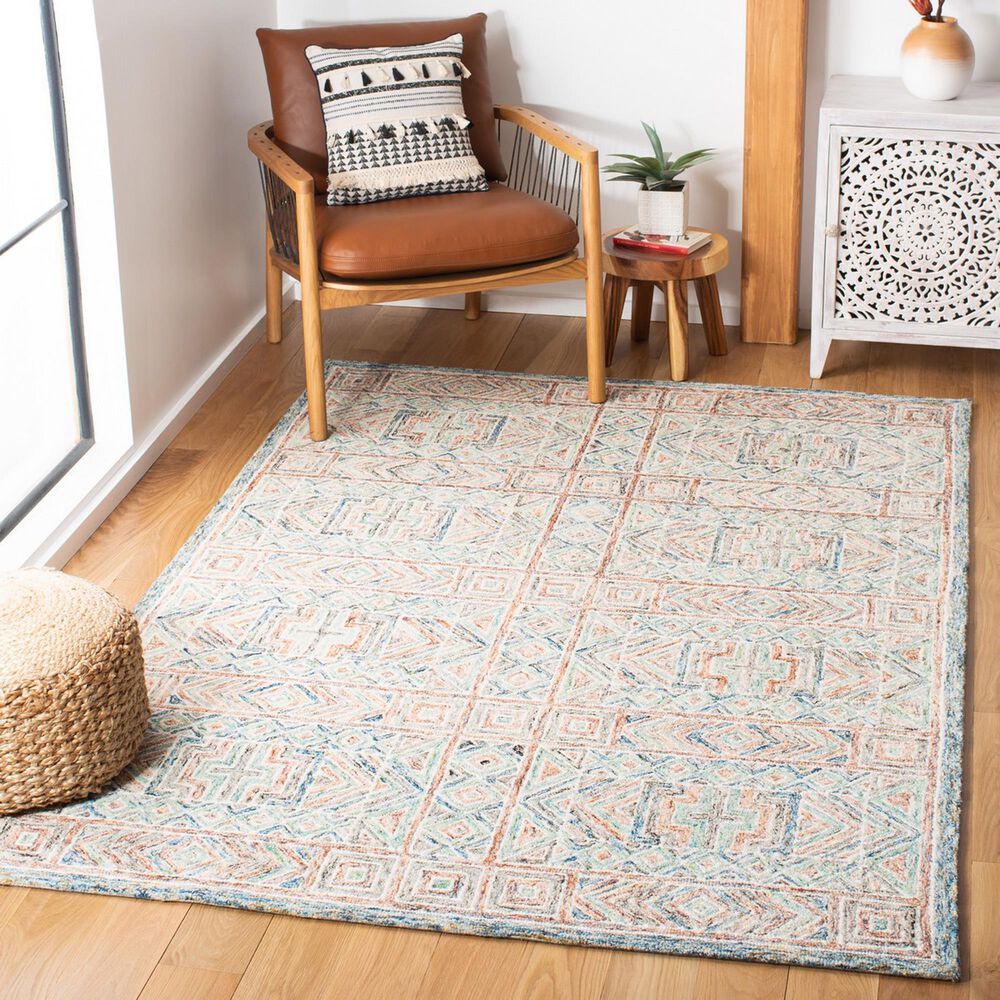 Safavieh Micro-Loop Geometric 8&#39; x 10&#39; Blue and Green Area Rug, , large