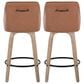 LumiSource Hannah Swivel Counter Stool with Camel Faux Leather Upholstery in Whitewashed and Black (Set of 2), , large