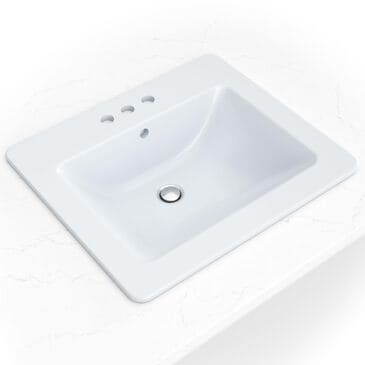 MS International 21" Rectangular Overmount Porcelain Bathroom Sink in White, , large