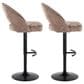LumiSource Renee Adjustable Swivel Bar Stool with Brown Fabric Upholstery in Black (Set of 2), , large