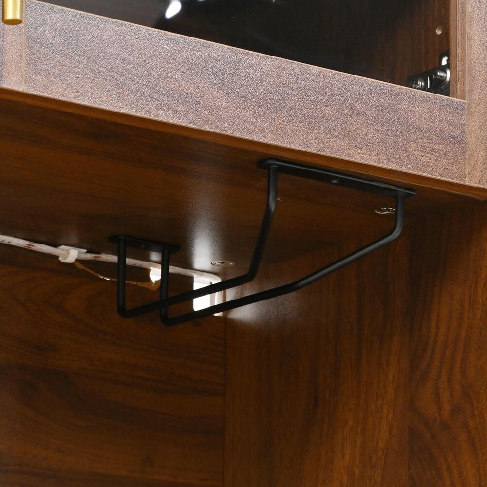 HOMLUX 75" Arched Kitchen Pantry Cabinet with LED Light in Walnut, , large