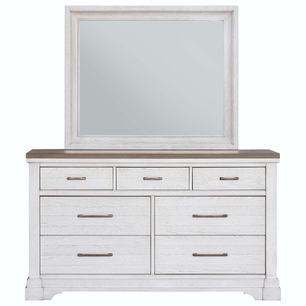 Sasha Lee Traditional 7 Drawer Dresser and Mirror in Two Tone Hickory, , large