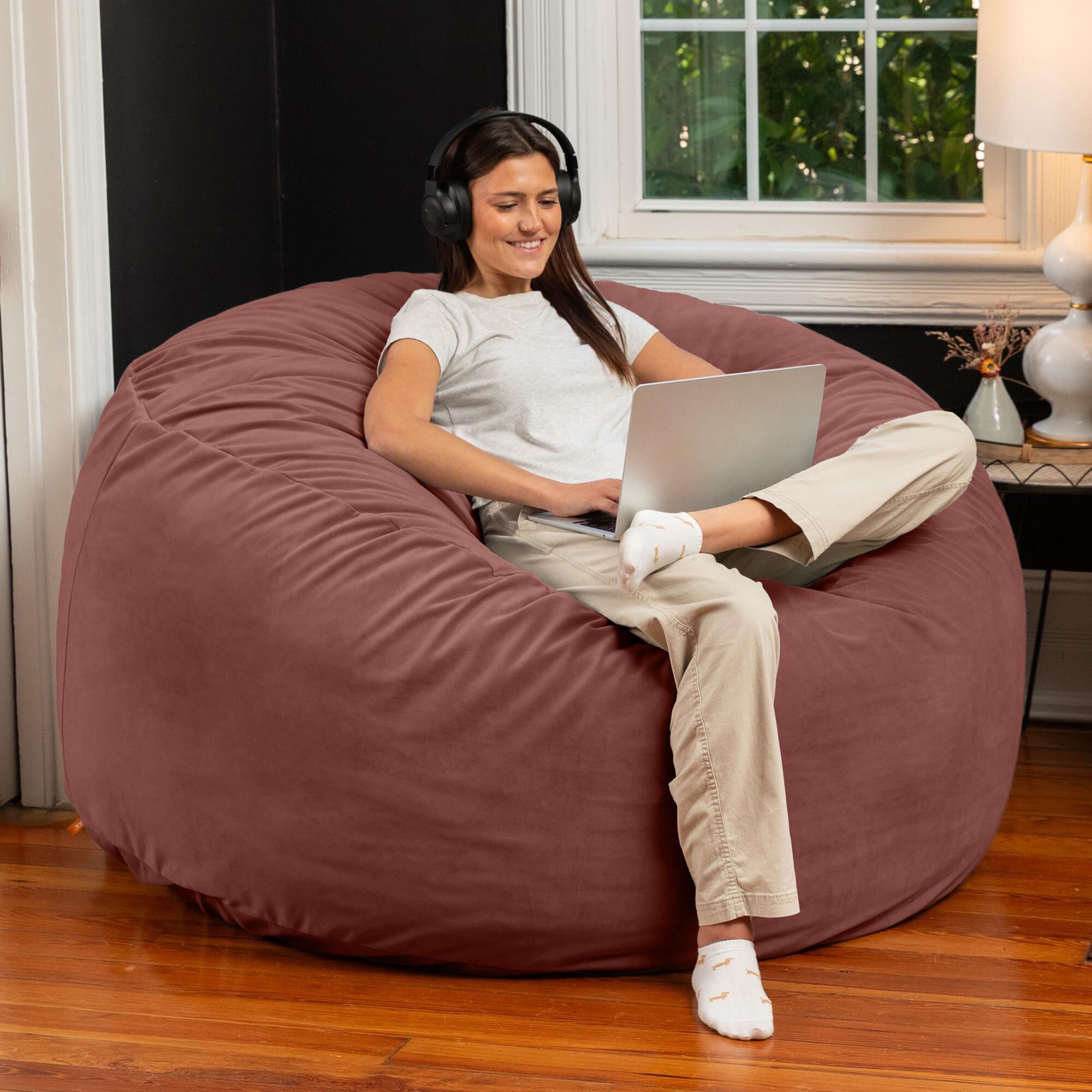 Jaxx Saxx 5' Large Round Bean Bag Chair in Mauve