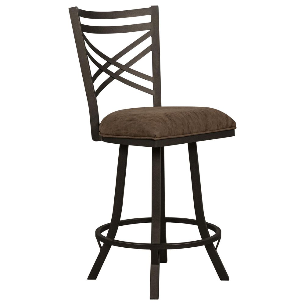 Callee Inc Rachel 26 Inch Counter Stool in Sunbronze Finish and Brown Faux Leather, , large