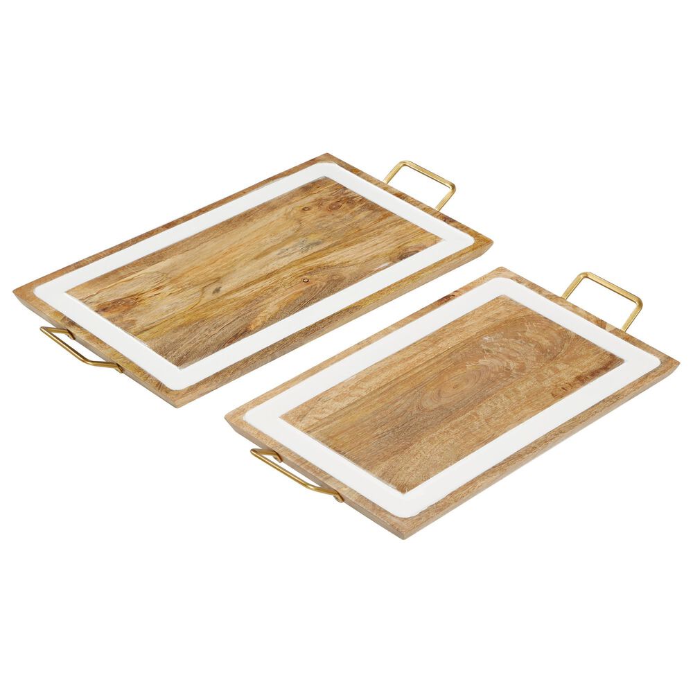 Maple and Jade Tray in Brown and White (Set of 2), , large