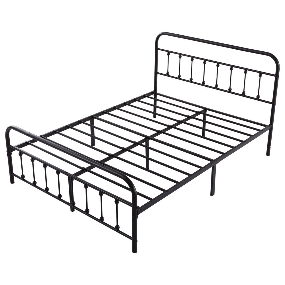 HOMLUX Full Metal Bed Frame with Sturdy Slats in Black, , large