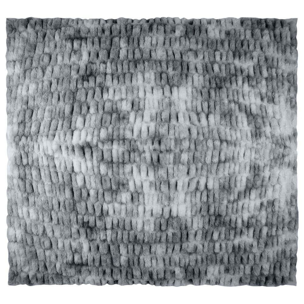 Timberlake 60" x 80" Ruched Faux Fur Throw Blanket in Silver, , large