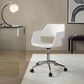 LumiSource Margarite Swivel Task Chair with White Faux Leather Cushion in Chrome, , large