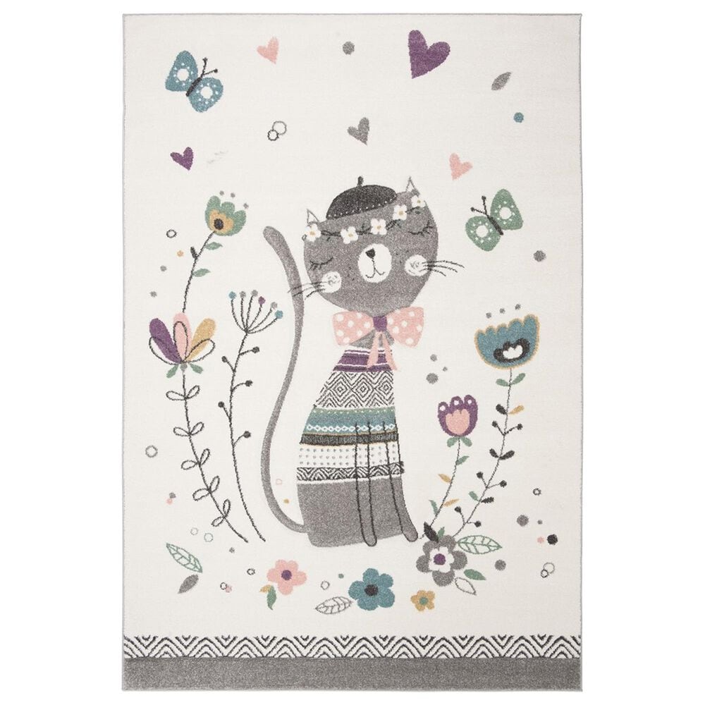 Safavieh Carousel CRK187 6"7" x 9" Ivory and Pink Kids  Area Rug, , large