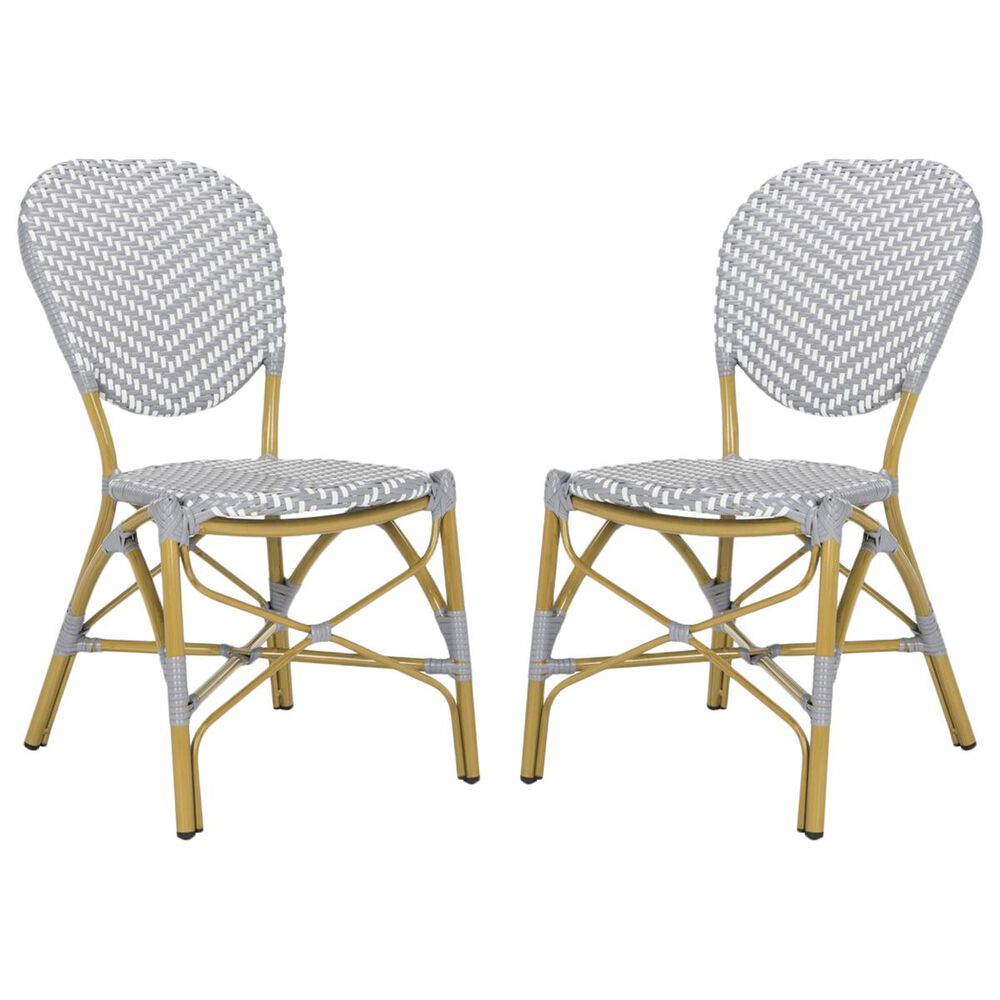 Safavieh Lisbeth Stacking Side Chair in Grey and White &#40;Set of 2&#41;, , large
